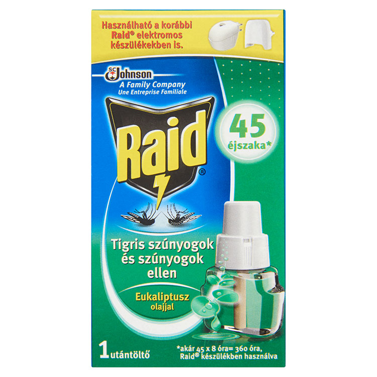 RAID EL. SZÚNYOGÍRTÓ FOLY. UT. 27ML 45 ÉJSZAKÁRA TIGRIS SZÚNYOG
