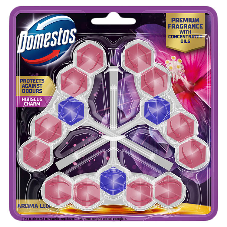 DOMESTOS AROMA LUX WC TISZT. 3X50G HIBISCUS CHARM